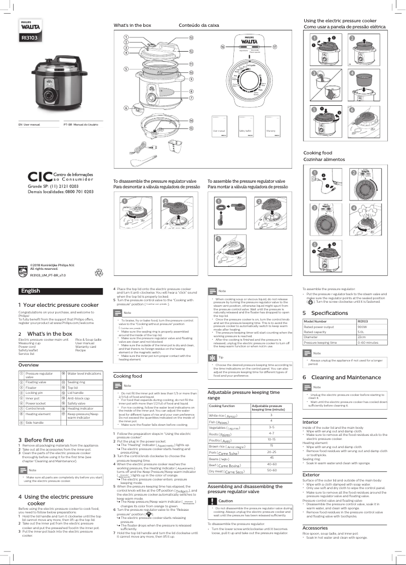 Page 1 de la notice Manuel utilisateur Philips Walita Daily Collection RI3103
