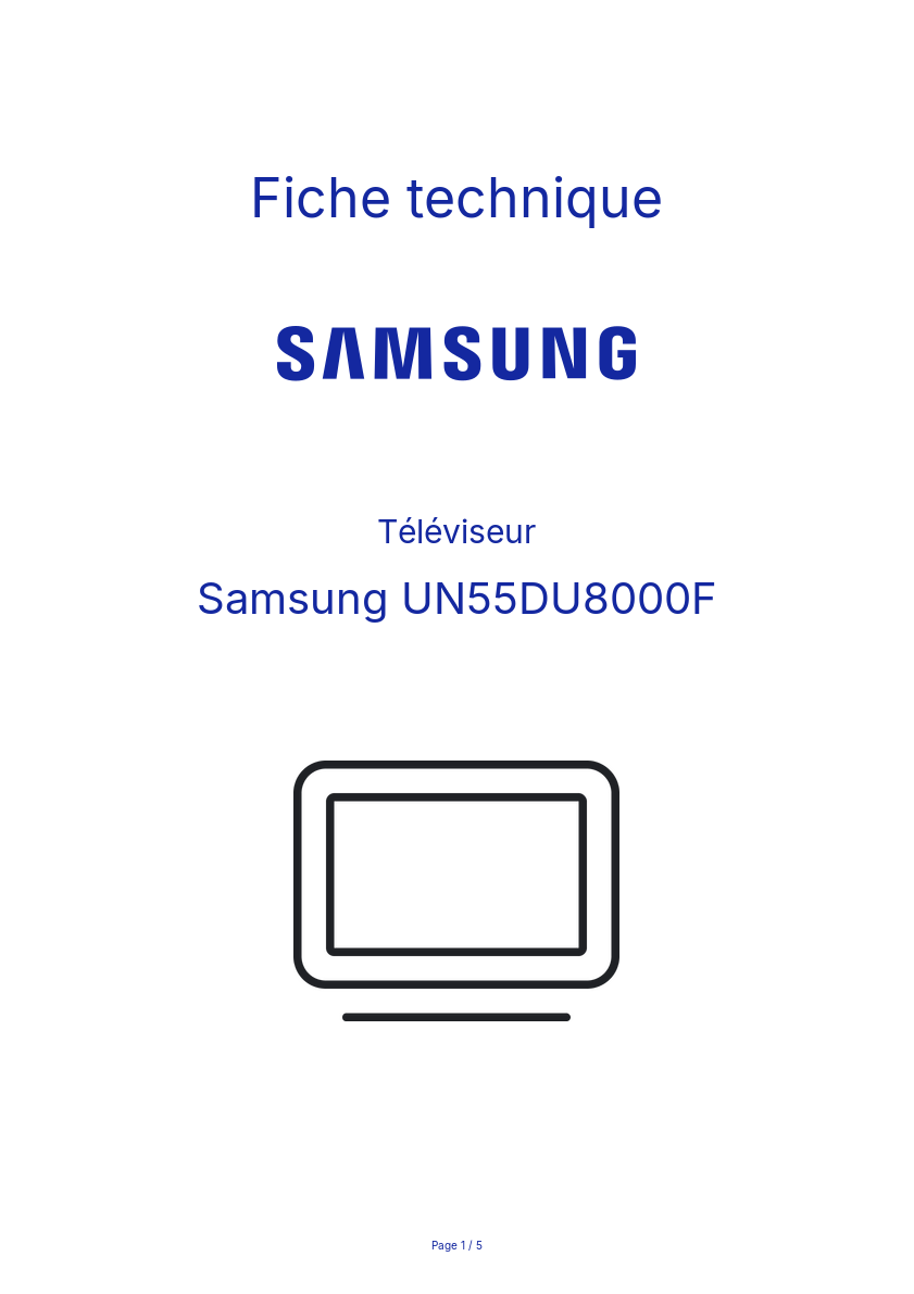 Image de la première page du manuel de l'appareil UN55DU8000F