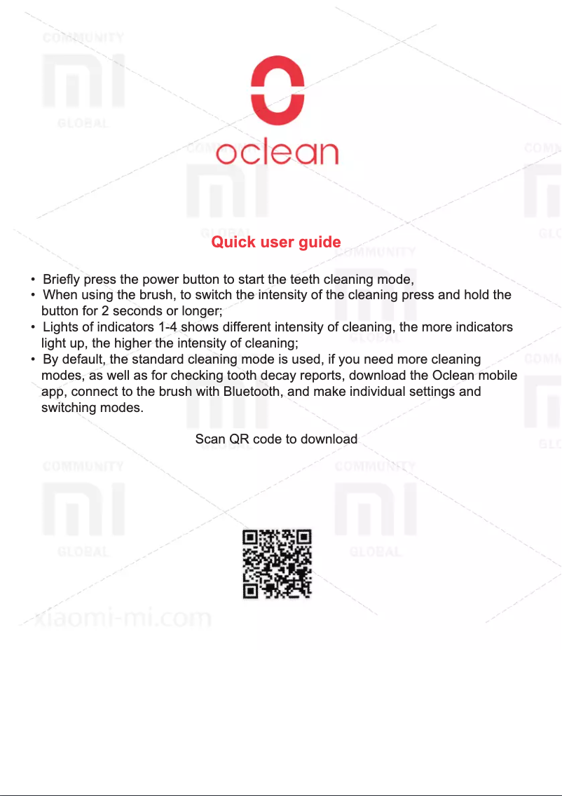 Page 1 de la notice Manuel utilisateur Xiaomi Oclean One