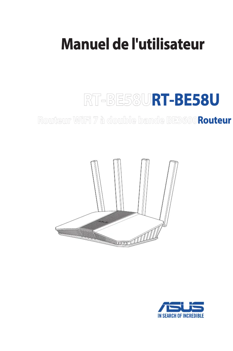 Page 1 de la notice Guide de démarrage rapide Asus RT-BE58U