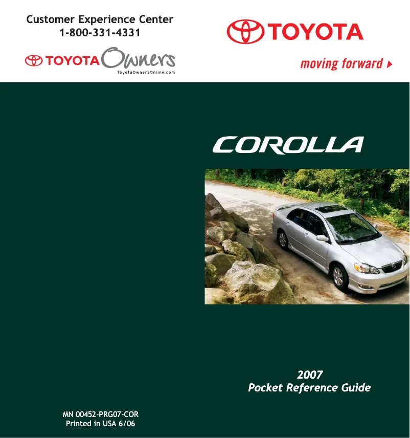 Page n°1 - Manuel utilisateur Toyota Corolla (2007)