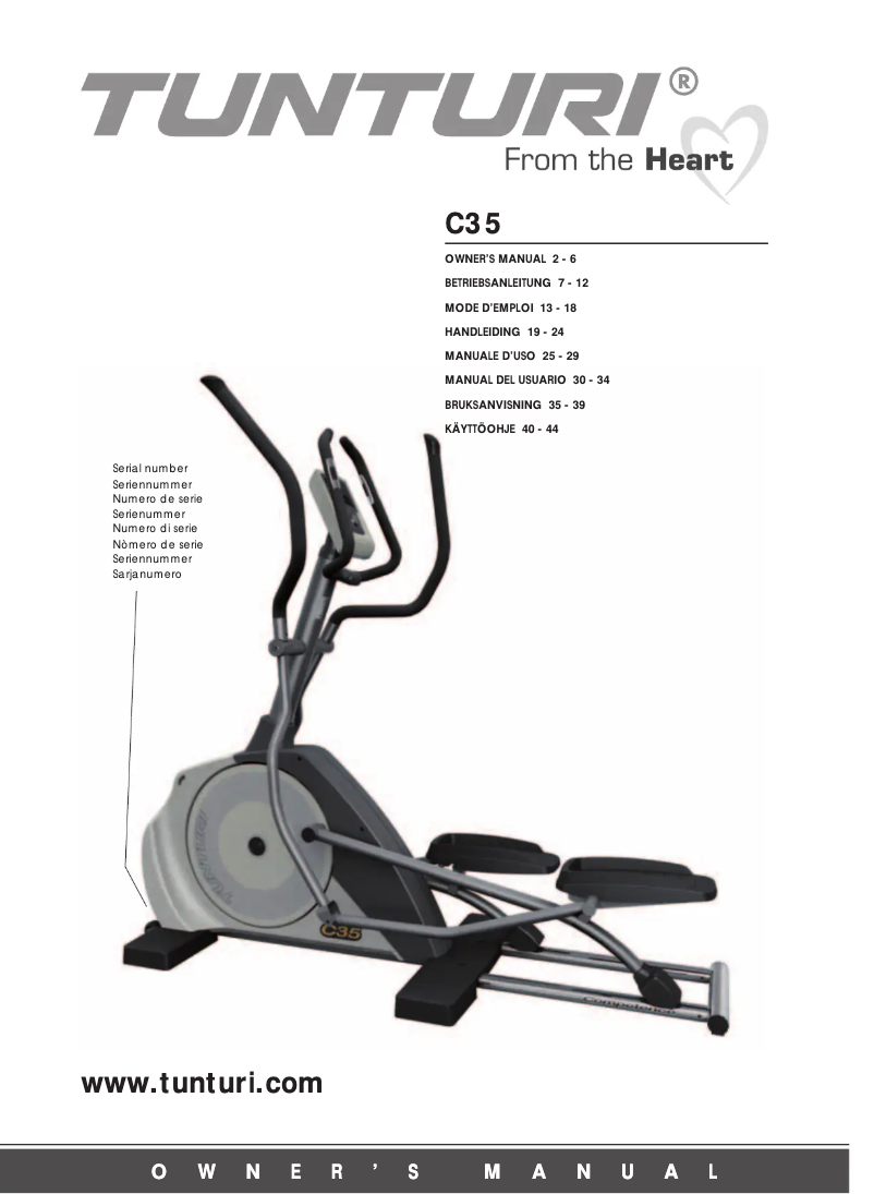 Page n°1 - Manuel utilisateur Tunturi C35