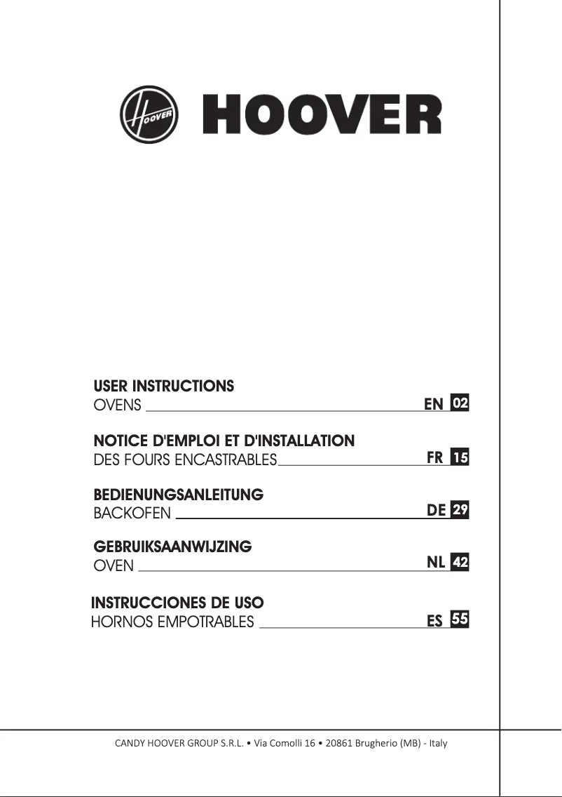 Page n°1 - Manuel utilisateur Hoover HOC5871B
