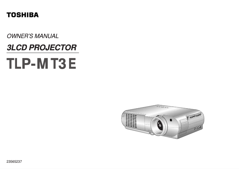 Page n°1 - Manuel utilisateur Toshiba TLP-MT3E
