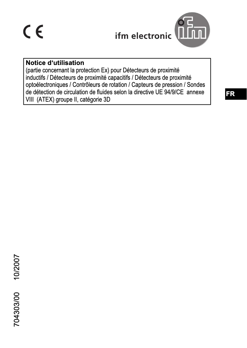 Page 1 de la notice Manuel utilisateur IFM IW500A