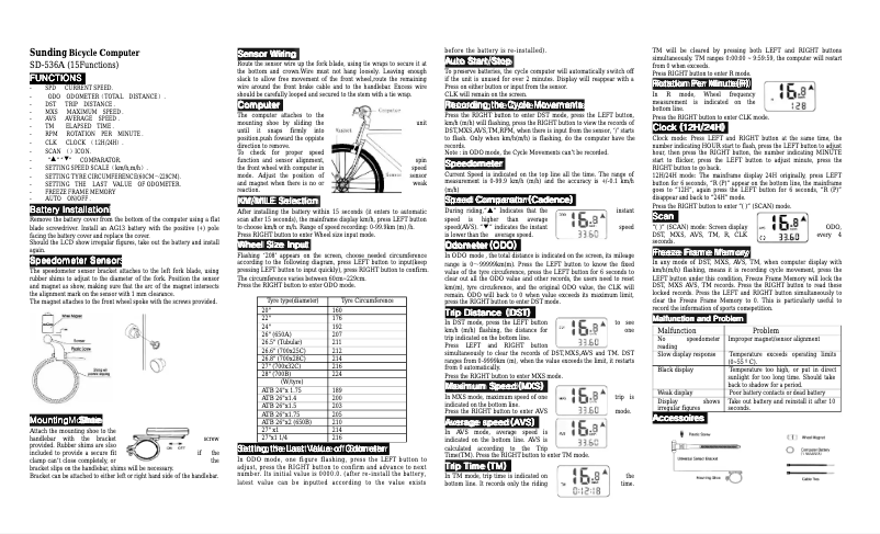 Image de la première page du manuel de l'appareil SD-536A