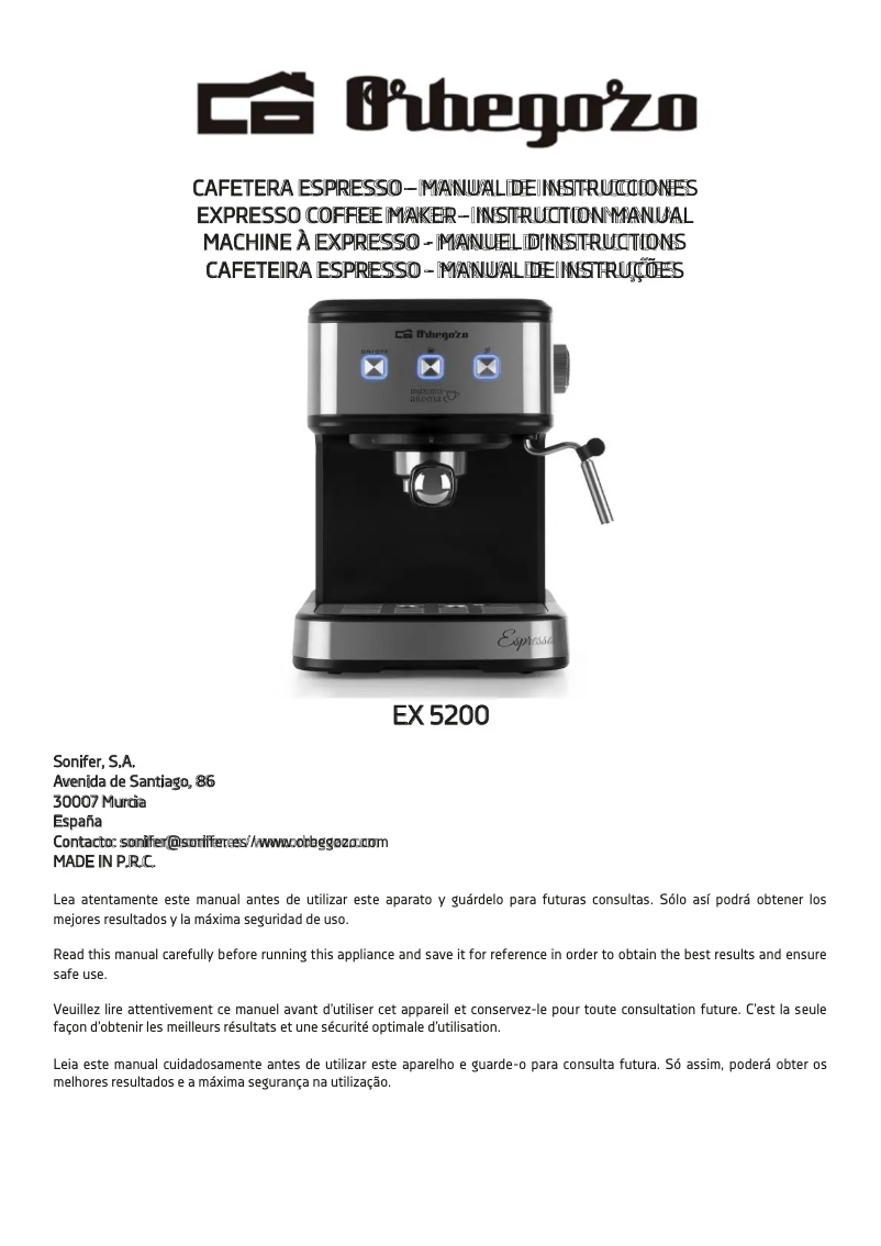 Página 1 del manual Manual de usuario Orbegozo EX 5200