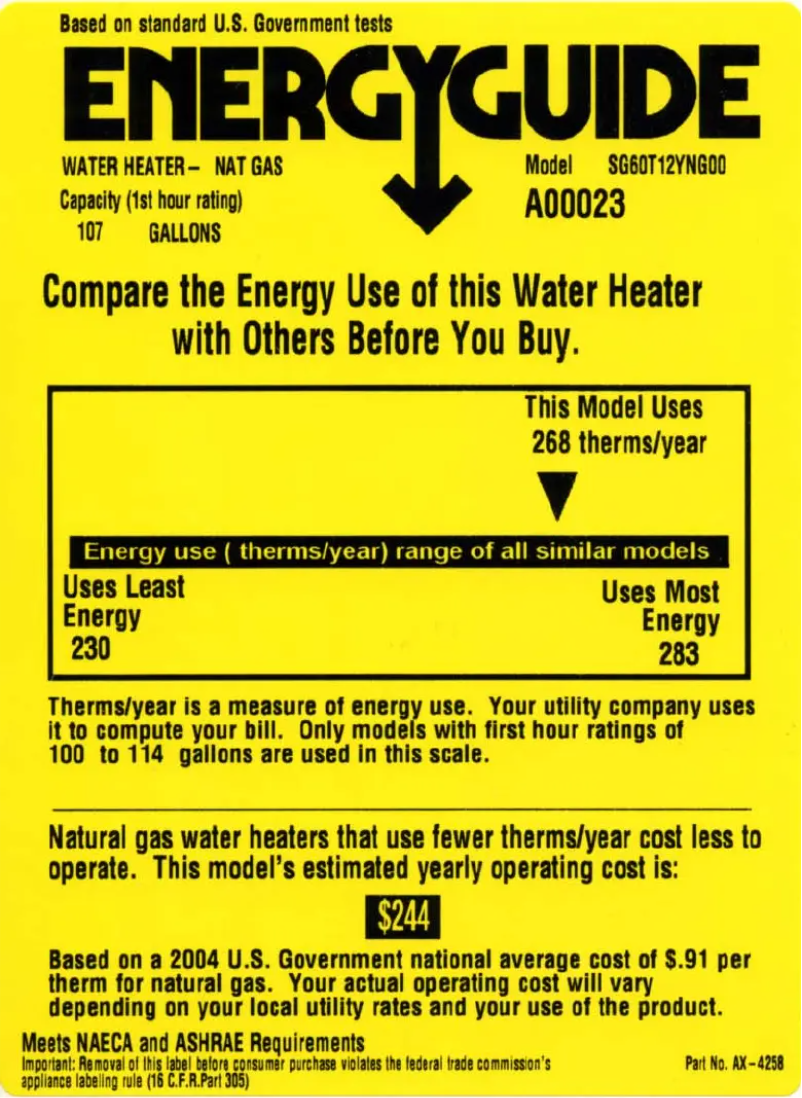 Página 1 del manual Etiqueta energética GE SG60T12YNG00