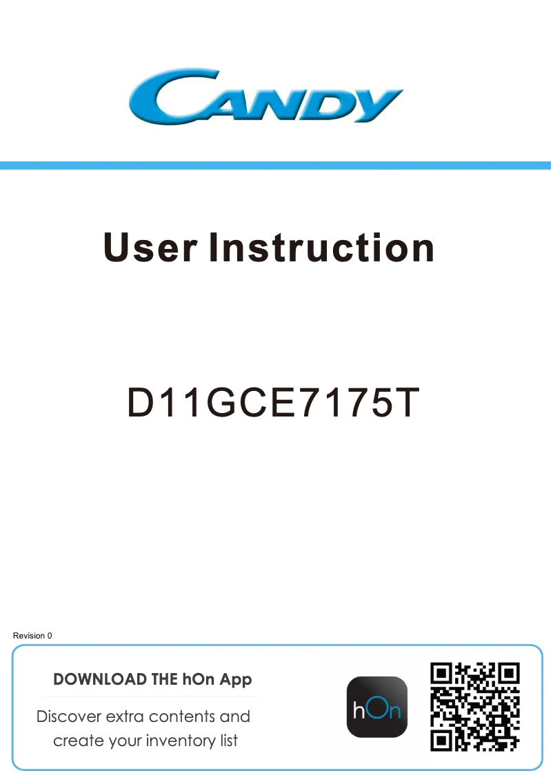 Page n°1 - Manuel utilisateur Candy D11GCE7175T