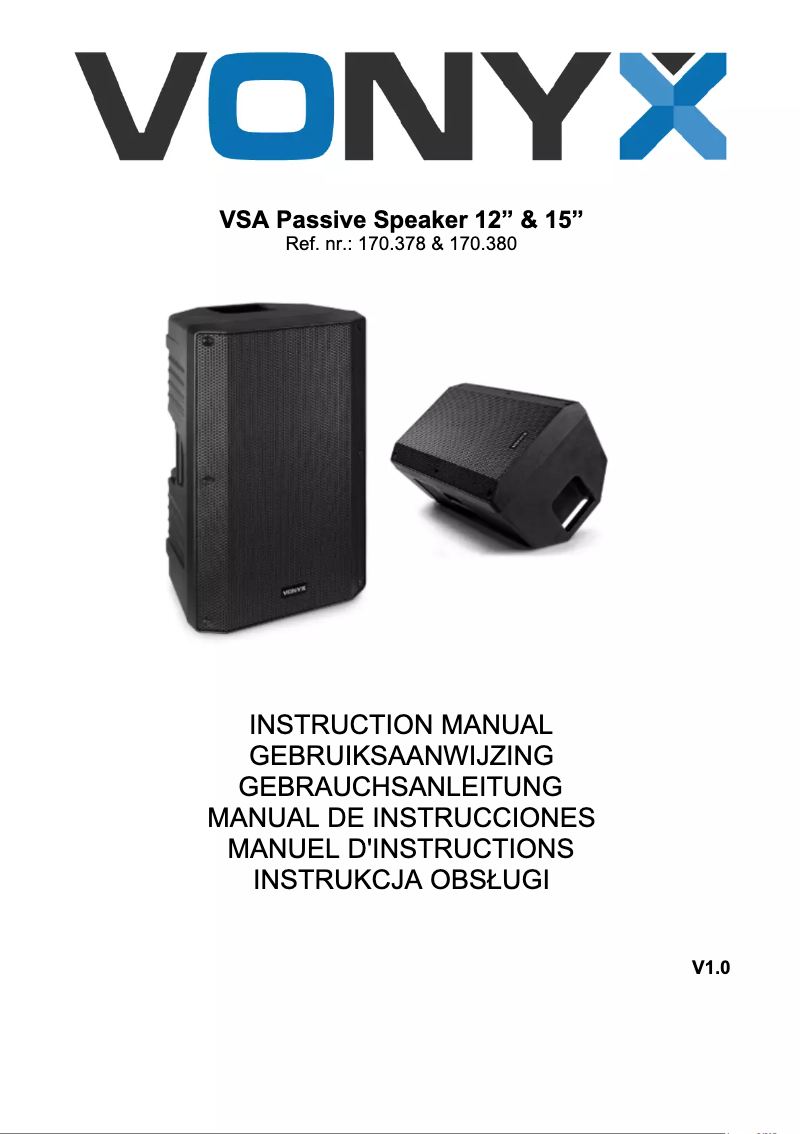 Page 1 de la notice Manuel utilisateur Vonyx VSA12P