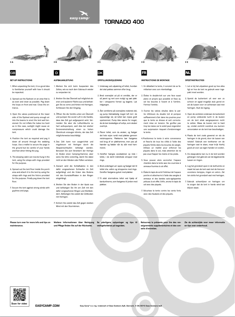 Page 1 de la notice Manuel utilisateur Easy Camp Tornado 400