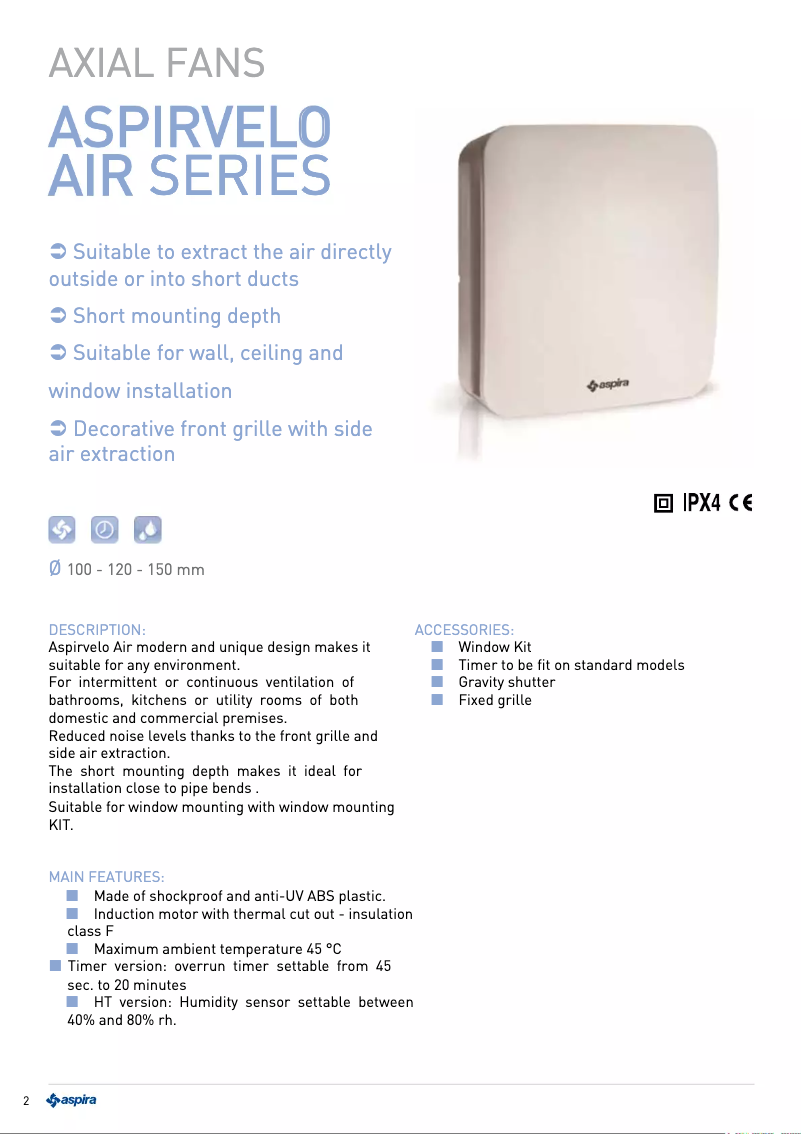 Página 1 del manual Ficha técnica Fantini Cosmi ASPIRVELO AIR