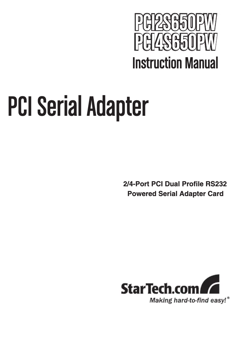 Page 1 de la notice Manuel utilisateur StarTech.com PCI4S650PW
