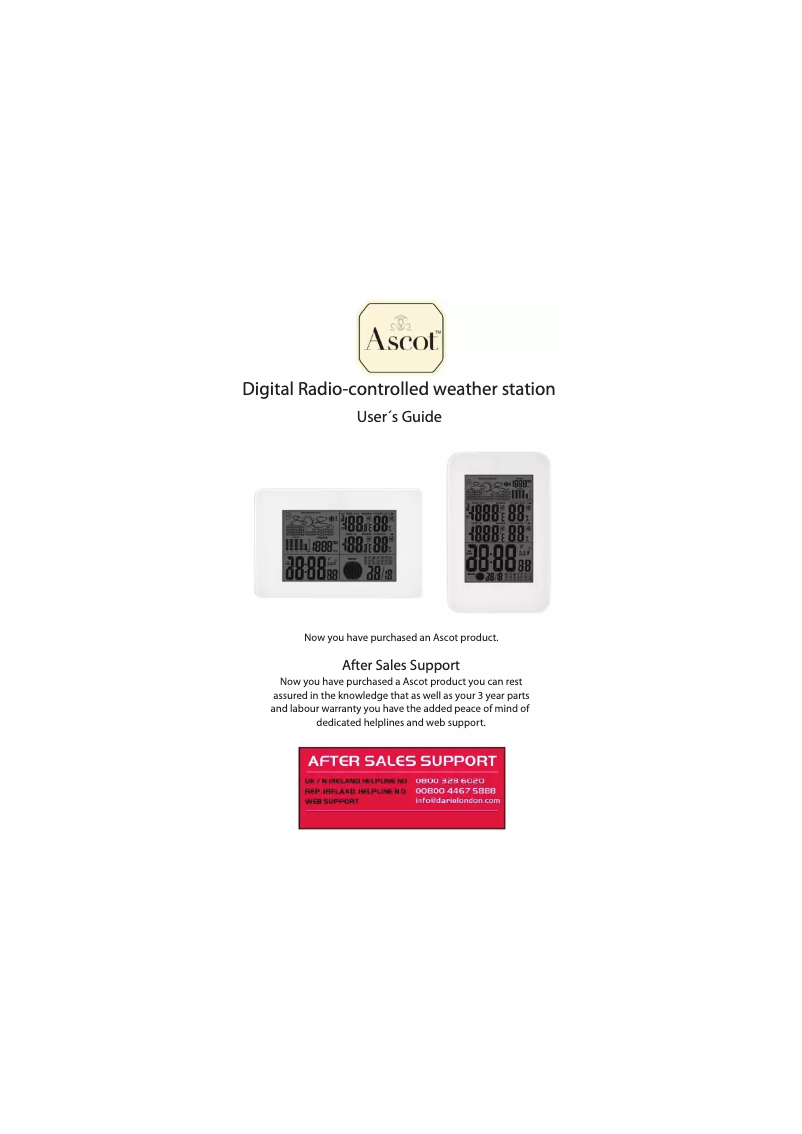 Page 1 de la notice Manuel utilisateur Ascot GT-WT-01