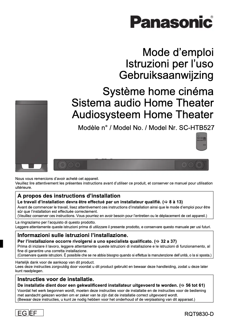 Image de la première page du manuel de l'appareil SC-HTB527