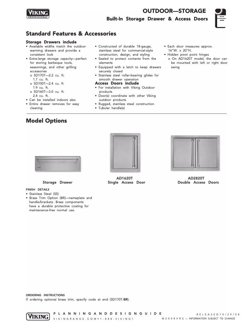 Page 1 de la notice Fiche technique Viking AD52820S