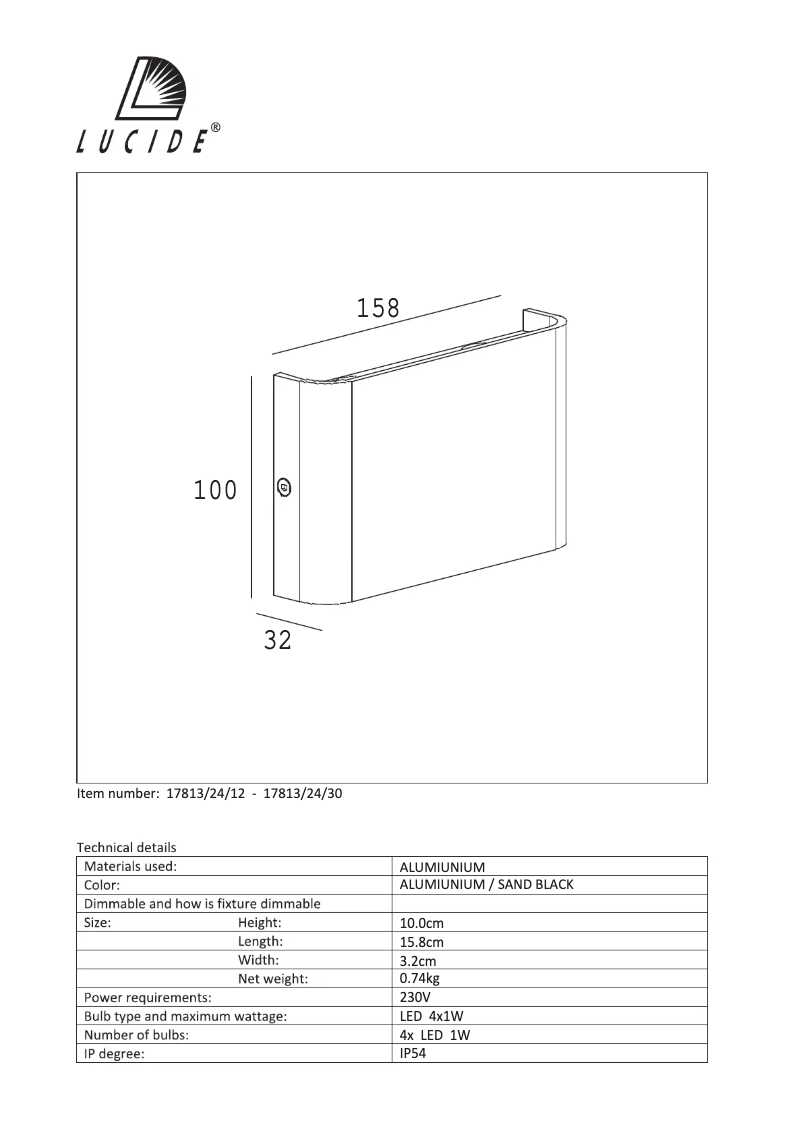 Page n°1 - Manuel utilisateur Lucide Nimo 17813/24/12