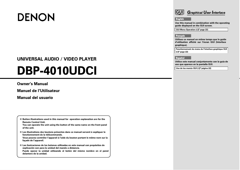 Page 1 de la notice Manuel utilisateur Denon DBP-4010UD