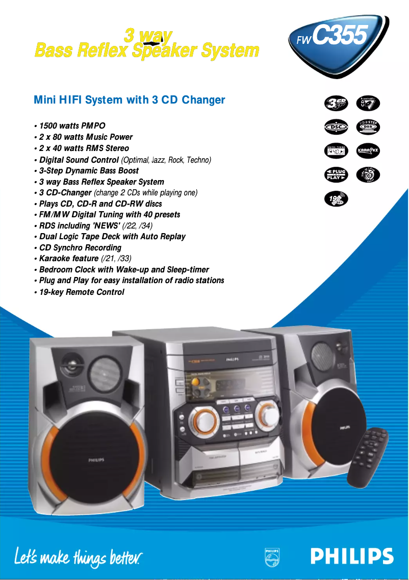 Page n°1 - Fiche technique Philips FW-C355