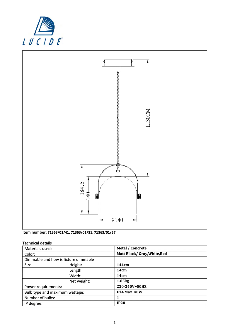 Página 1 del manual Manual de usuario Lucide Molio 71363/01/57