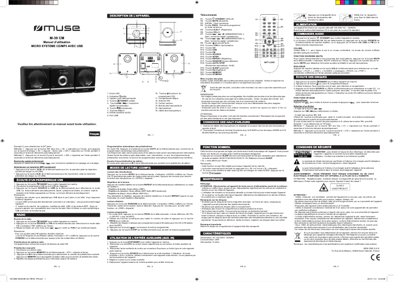 Página 1 del manual Manual de usuario Muse M-39 CM