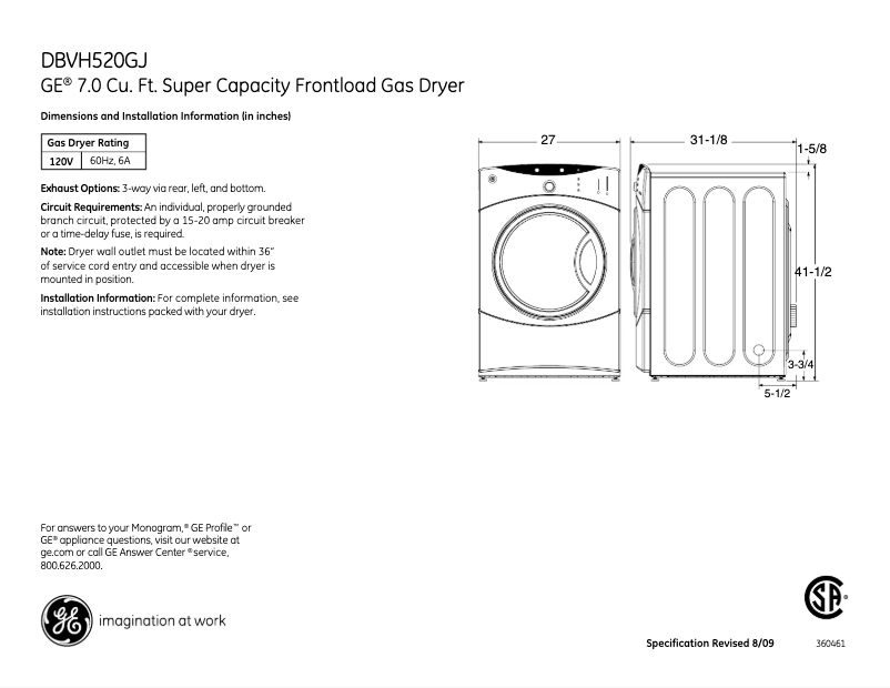 Image de la première page du manuel de l'appareil DBVH520GJWW