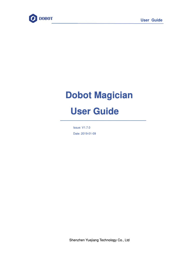 Página 1 del manual Manual de usuario Dobot Magican Plus