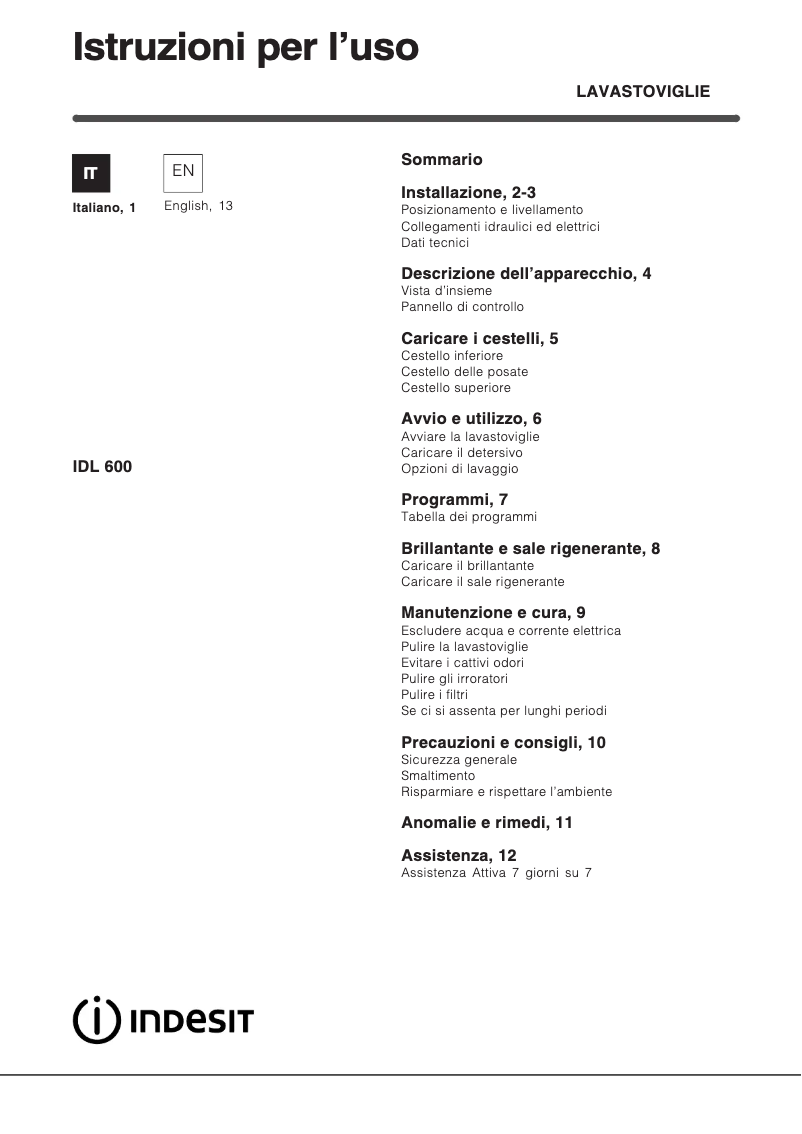 Image de la première page du manuel de l'appareil IDL 600 S IT.2