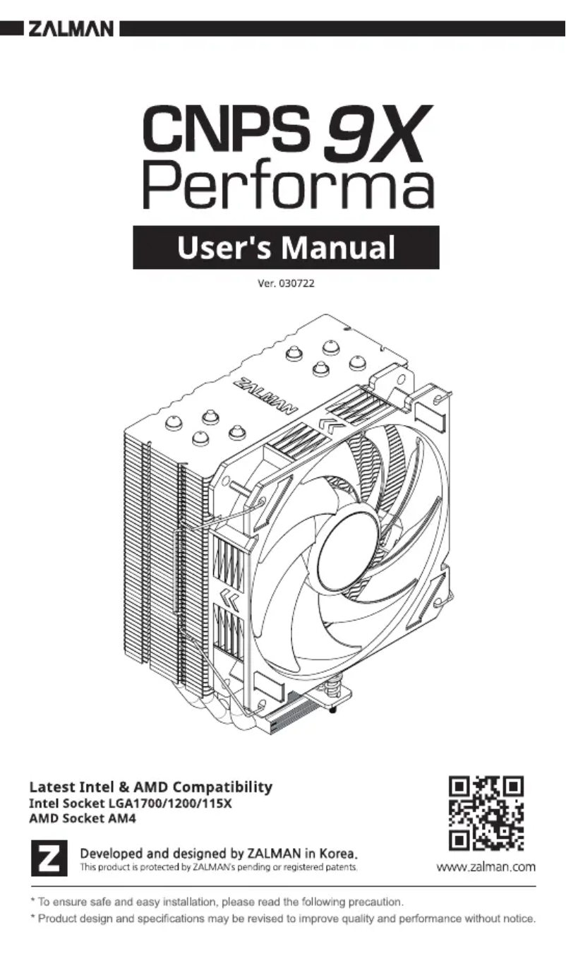 Page 1 de la notice Manuel utilisateur Zalman CNPS9X Performa