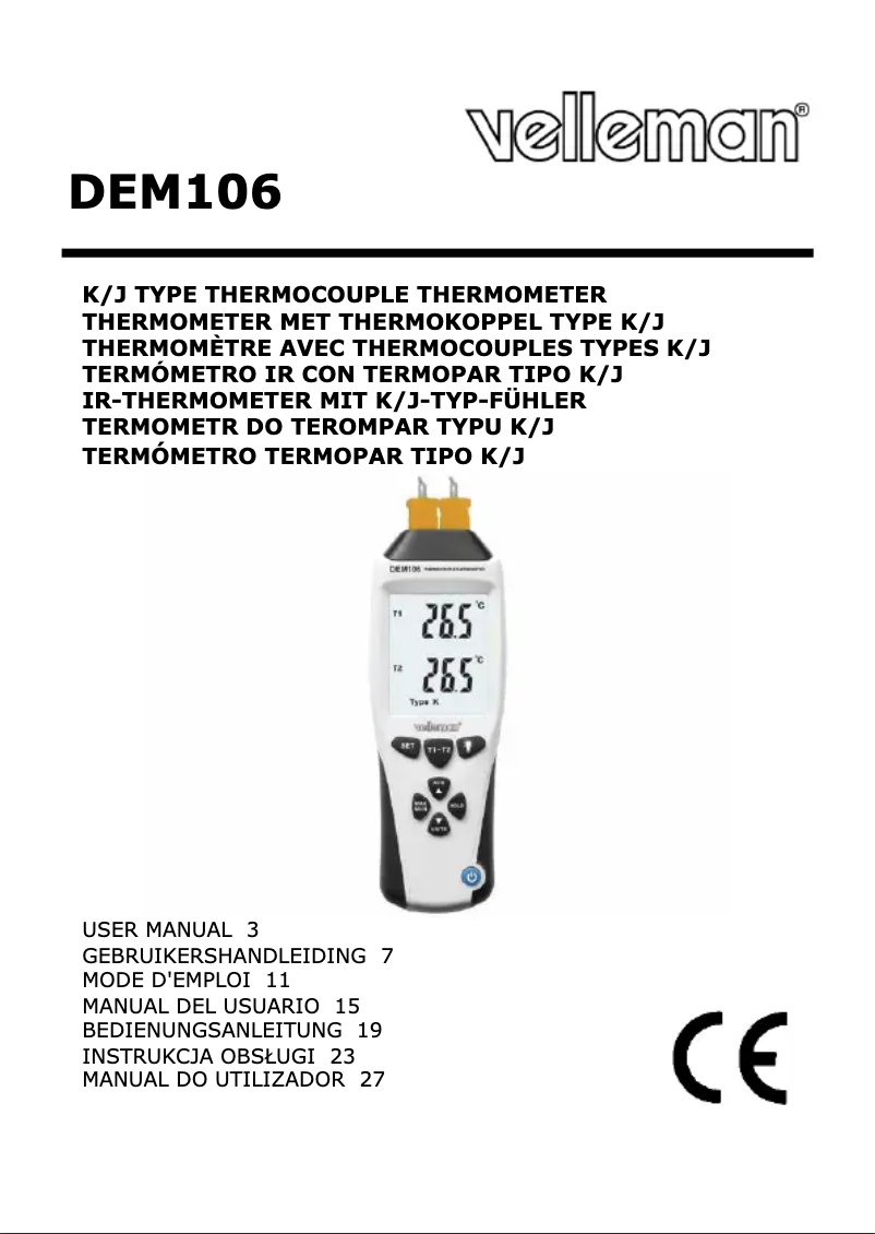 Page n°1 - Manuel utilisateur Velleman DEM106