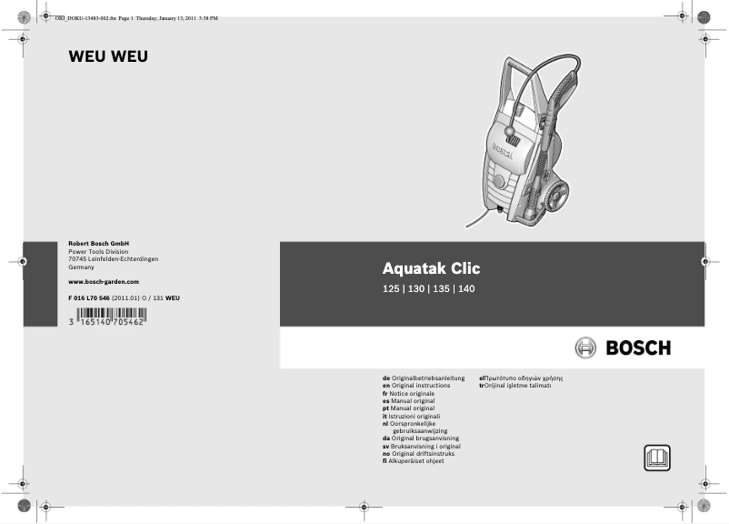 Page n°1 - Manuel utilisateur Bosch Aquatak Clic 130