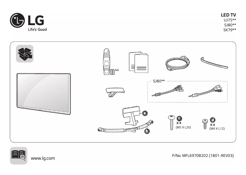 Page 1 de la notice Manuel utilisateur LG 60UJ752V