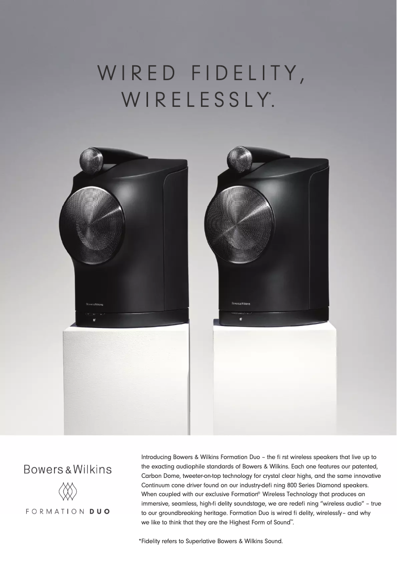 Page 1 de la notice Fiche technique Bowers & Wilkins Formation Duo