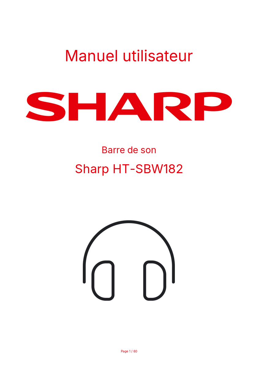 Page n°1 - Manuel utilisateur Sharp HT-SBW182