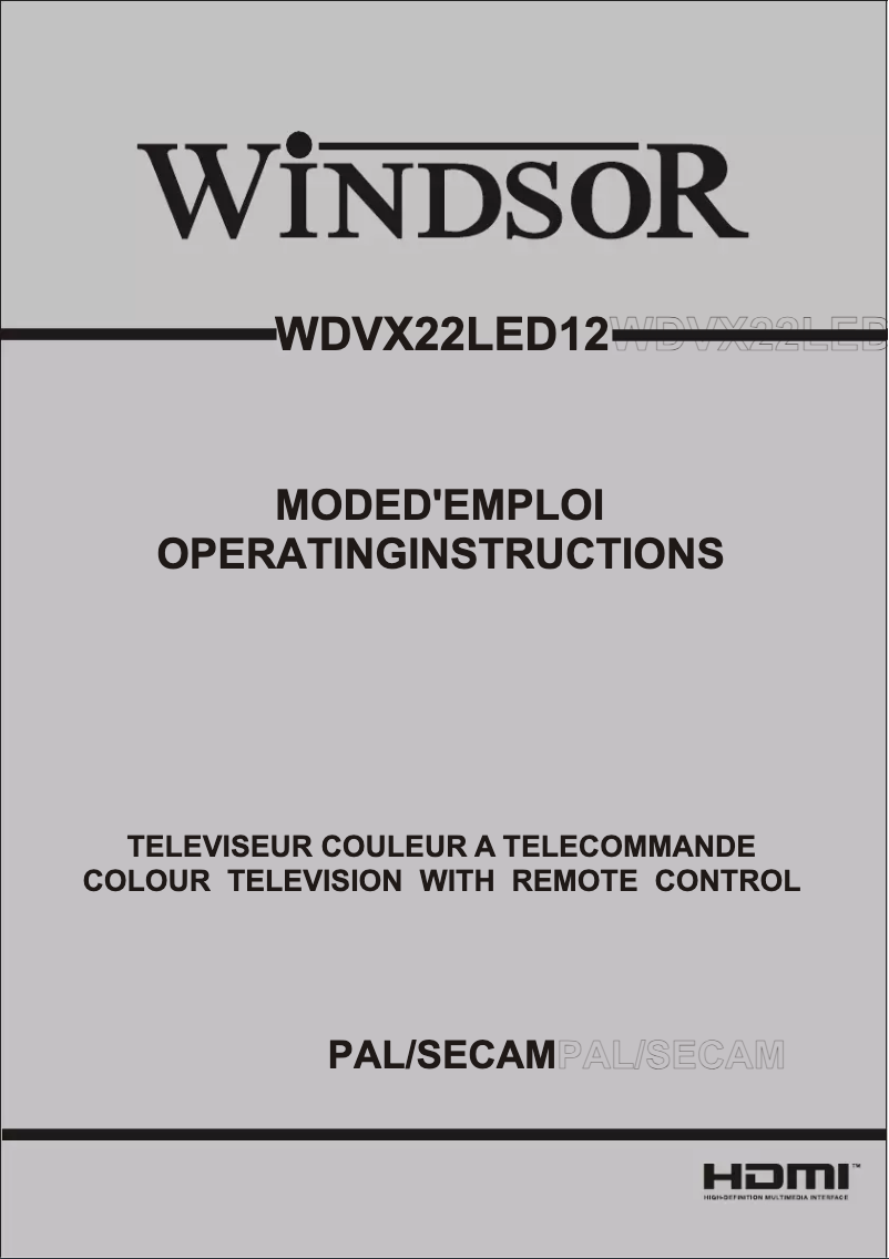 Page n°1 - Manuel utilisateur Windsor WDVX22LED12
