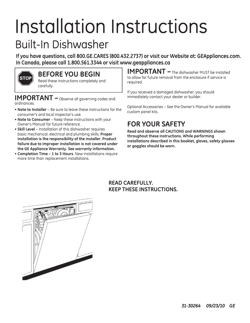 Página 1 del manual Guía de instalación GE ZBD9900RII
