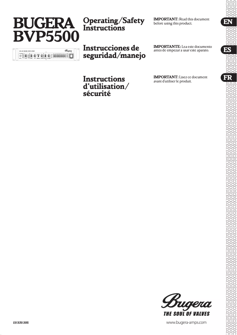 Page 1 de la notice Manuel utilisateur Bugera Ultrabass BVP5500