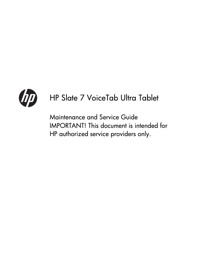 Page n°1 - Manuel d'utilisation et d'entretien HP Slate 7 VoiceTab Ultra