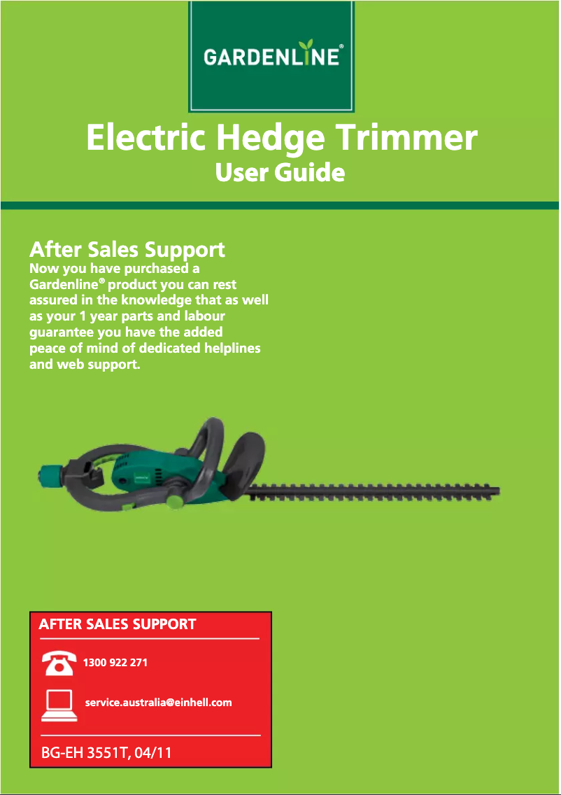 Page 1 de la notice Manuel utilisateur Gardenline BG-EH 3551 T