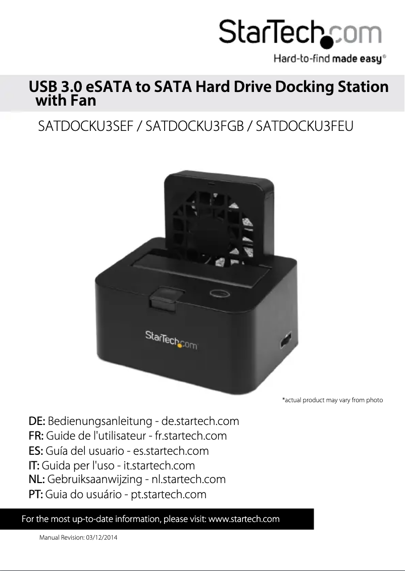 Page 1 de la notice Manuel utilisateur StarTech.com SATDOCKU3FGB