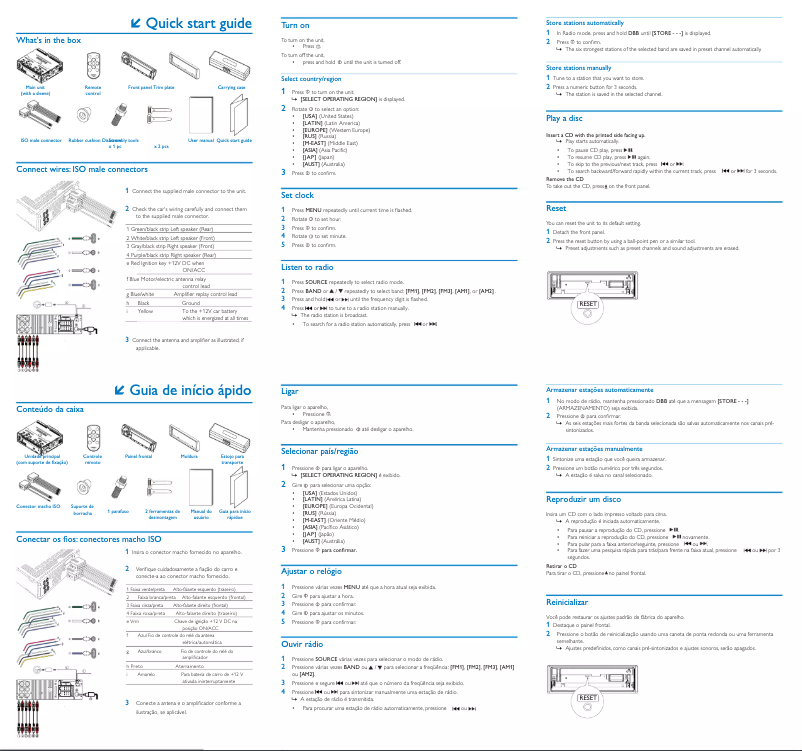 Page n°1 - Guide de démarrage rapide Philips CarStudio CEM1100X
