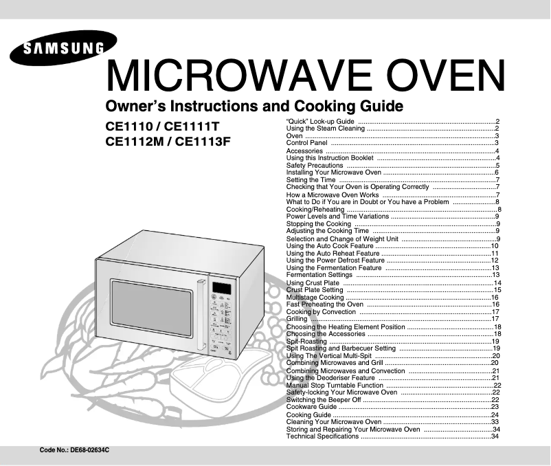 Page 1 de la notice Manuel utilisateur Samsung CE1111T