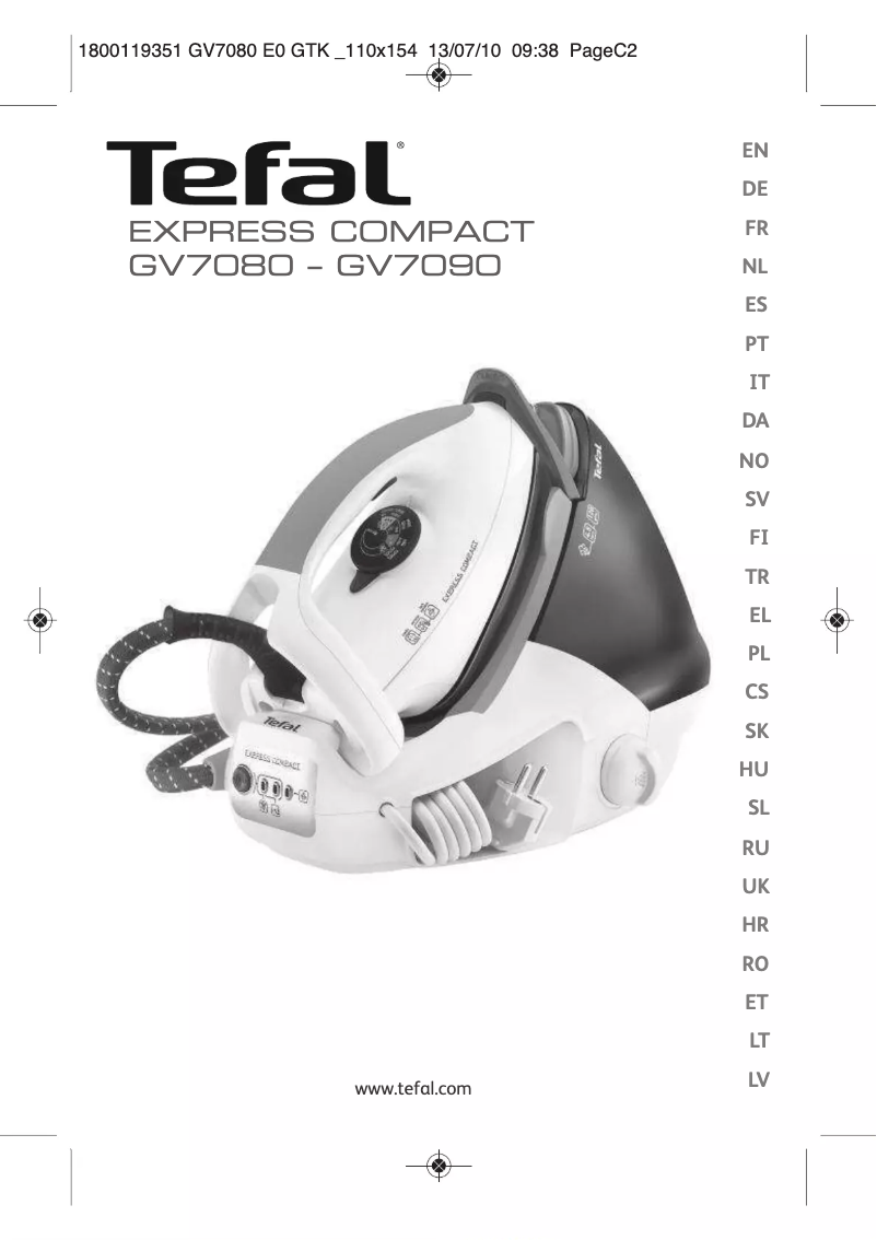 Page 1 de la notice Manuel utilisateur Tefal Express Compact GV7080Z0