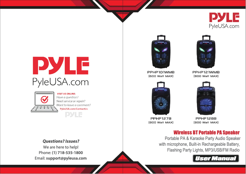 Page 1 de la notice Manuel utilisateur Pyle PPHP101WMB