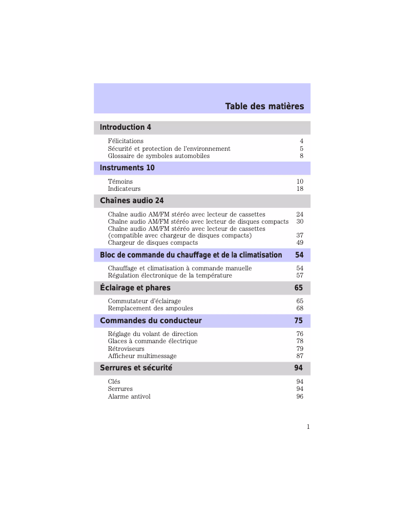 Imagen de la primera página del manual del dispositivo Grand Marquis (2002)