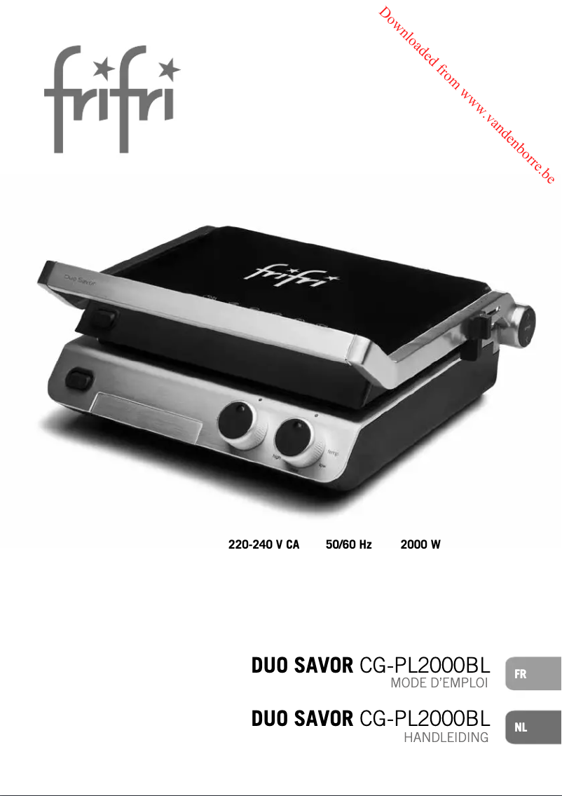 Page 1 de la notice Manuel utilisateur Frifri Duo Savor PL2000