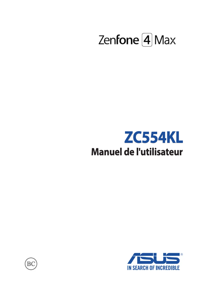 Page 1 de la notice Manuel utilisateur Asus ZenFone 4 Max