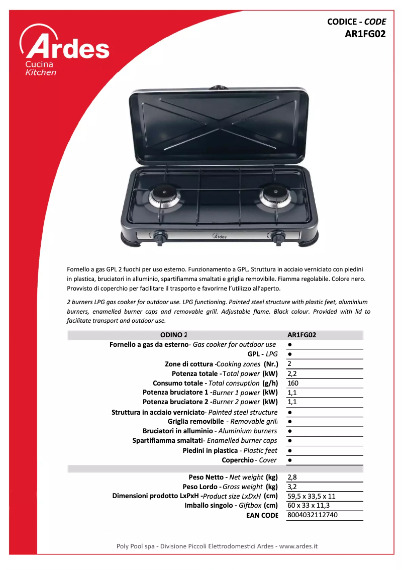 Image de la première page du manuel de l'appareil AR1FG02