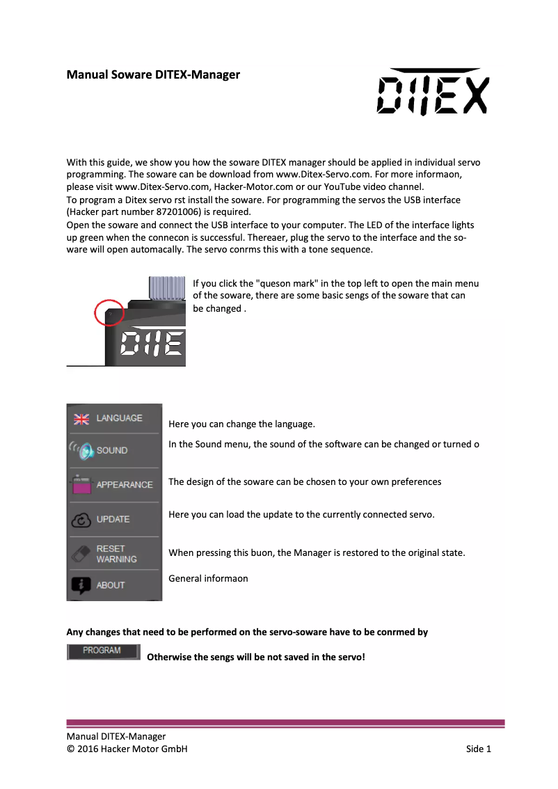 Page n°1 - Manuel utilisateur JETI TD2612S