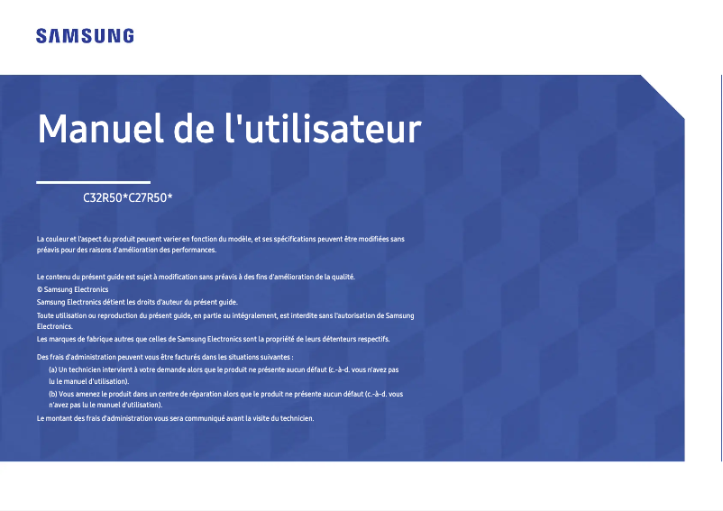 Page 1 de la notice Manuel utilisateur Samsung C32R500FHM